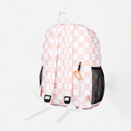 School backpack from textiles with a zipper, 5 pockets, pink color-3