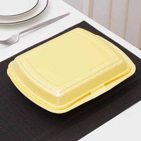 Disposable lunch box, 24.7 × 20.6 × 7 cm, 1 section, yellow color-2