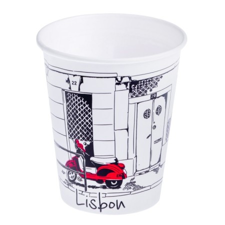 A glass of paper "Cities" for hot drinks, 250 ml, color, diameter 80 mm mix-3