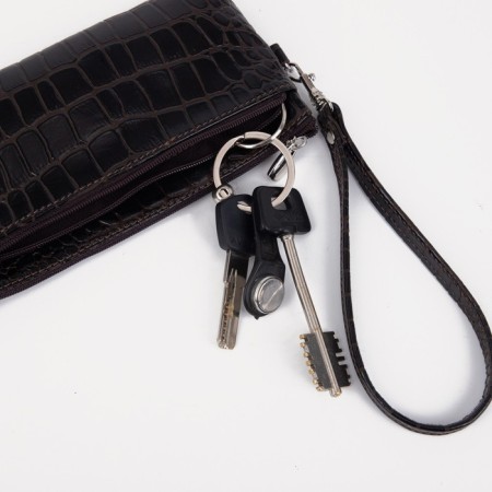 Women's wallet is a female on a zipper, brown color-2