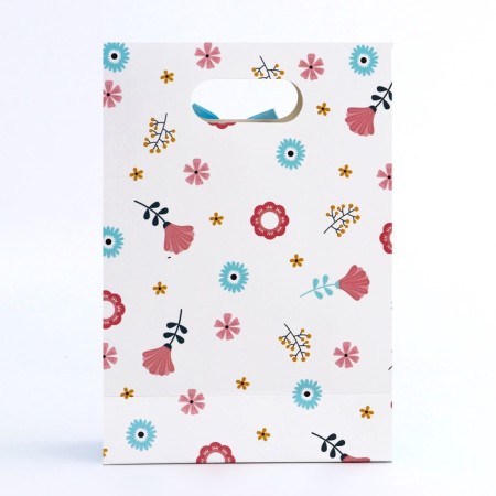 Gift box-package, packaging with a cut handle, "Summer Flowers", 14 x 6 x 21 cm-1