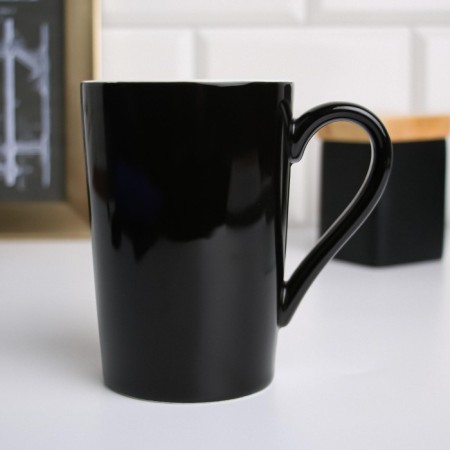Ceramic mug “Father Example in everything”, 400 ml, with a spoon and lid, white color-3