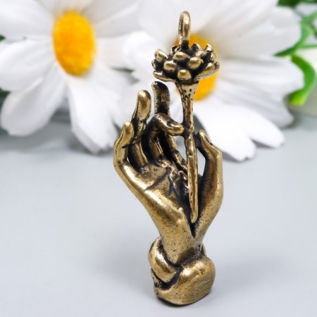 Souvenir brass "Hand with lotus" 4.5x1.5 cm
