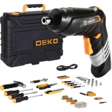 Аккумуляторная отвертка DEKO DKS4FU-Li, 4 В, 1.3 Ач, кейс  + набор инструментов 112 шт.