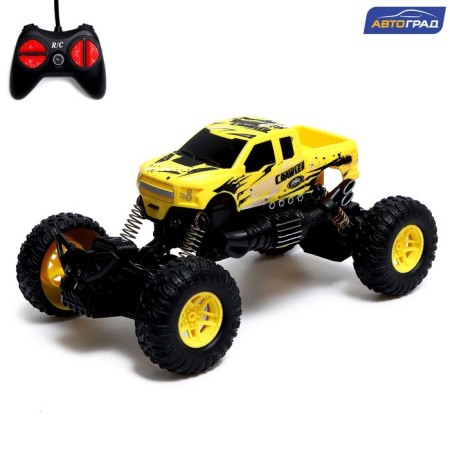 Radio -controlled jeep "Pickup", 1:18, works from batteries, yellow color
