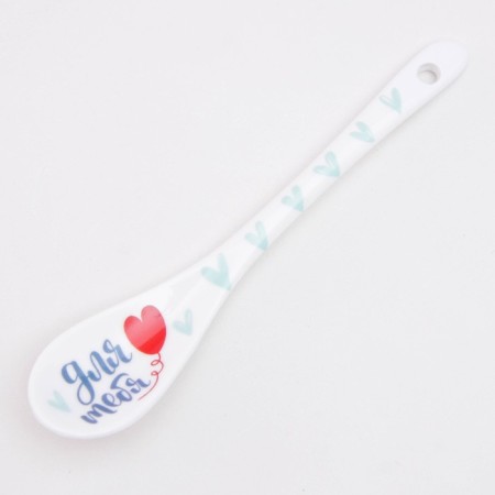 Ceramic mug with a spoon "I love you", 350 ml, white color-3