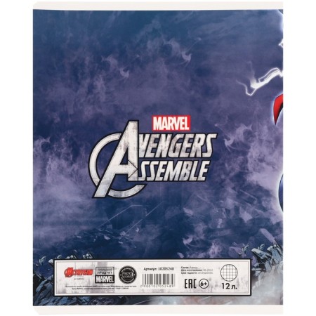 Notebook in a cage of 12 sheets, 5 types of mix, cover coated cardboard, avengers-11