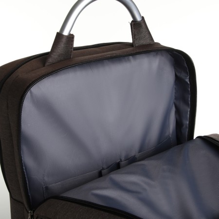 City backpack on a zipper, 2 pockets, with USB, brown color-5