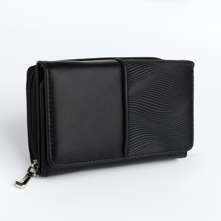 Women's wallet on the button, black color