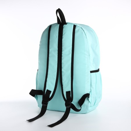 Youth backpack from textiles, 3 pockets, wallet, mint color-4