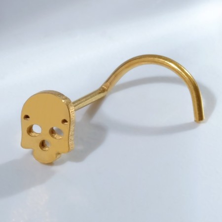 Piercing in the wing of the nose "Skull", l = 9 mm, color gold-1