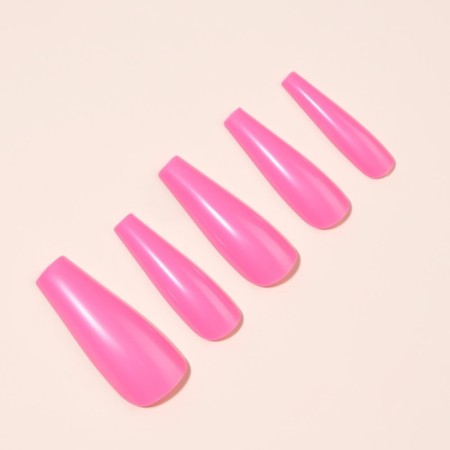 Patching nails, 24 pcs, ballerina shape, pink color-1