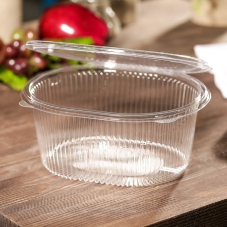 A plastic disposable container with an insoluble lid, 1 l, 17.5 × 14.9 × 7.9 cm, the color is transparent-1