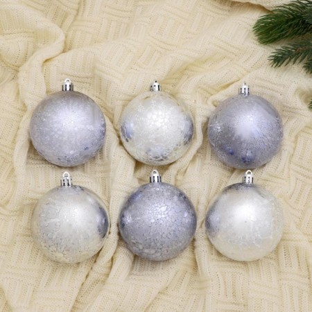 Set of balls plastic D-8 cm, 6 pcs "Cloud Metelitsa" silver lilac