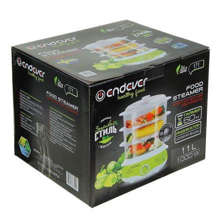 ANDEVER VITA-171 steamer, electric, 1000 watts, 11 l, 3 tiers, white-green-6
