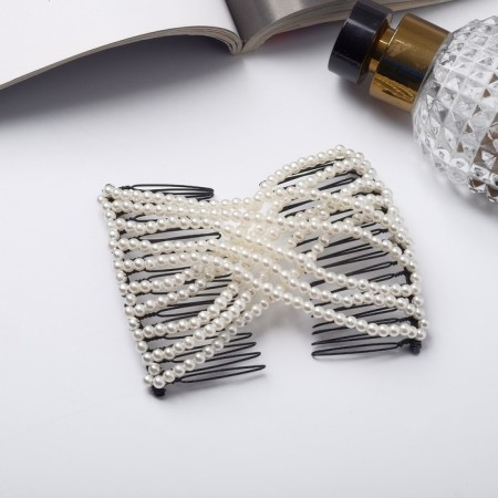 Hair clip "Glack" luxury, 9.5 cm, white