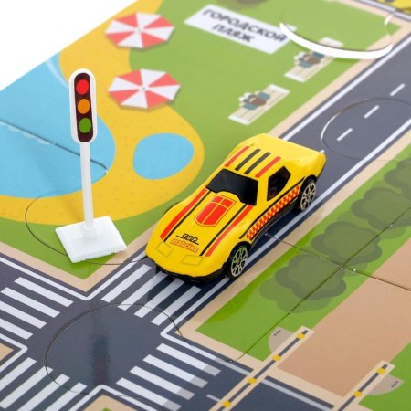 A traffic light with the game field "Study traffic rules", lighting effects, Russian chip-2