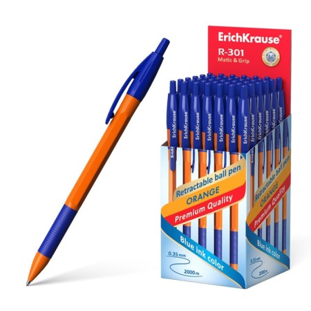 Ballic handle Erich Krause R-301 Orange Matic & Grip, Automat, Blue Blue, 0.7 mm