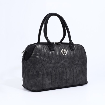Sakvyazh Bag "Golden Rain" with lightning, external pocket, long belt, dark gray color-2