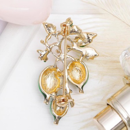 Brooch "gooseberries", green color in gold-1
