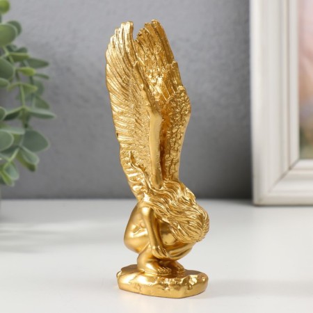 Souvenir Polystone "Angel hugs knees" gold 5x3.5x14 cm