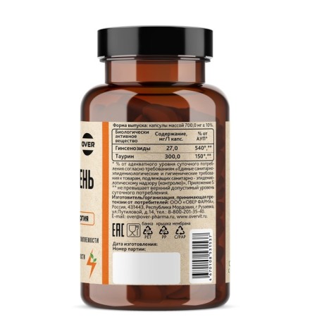 Ginseng Overvit with taurin, 60 capsules-1