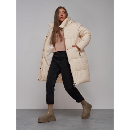 Coat insulated winter female, size 44, beige color-16