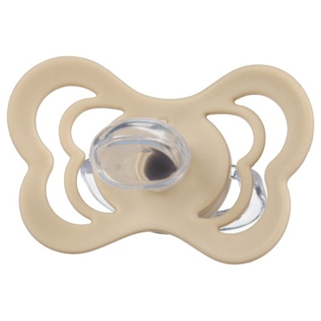 Nipple - orthodontic dummy, silicone, +6 months, with a holder, beige color-4