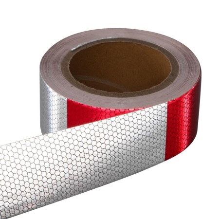 Reflective tape, self-adhesive, red-white, 5 cm x 15 m