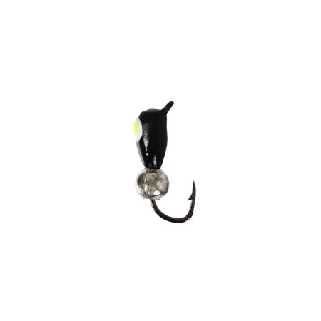 Mormyshka drop, lime eyes + ball silver, weight 0.4 g-1