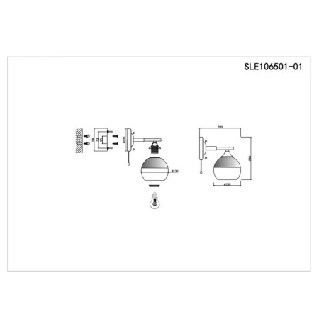 Wall lamp EVOLUCE. Sle106501-01. Gocia. 1x60 W, E27, 13x20 cm, black color, chrome-6