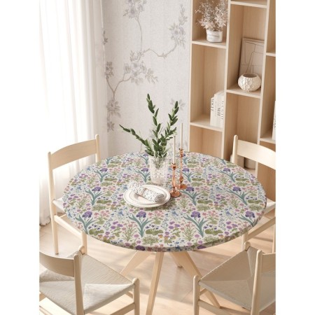 Tables on the table “Field of Iris”, round, oxford, elastic band, size 140x140 cm, diameter 105-120 cm-2
