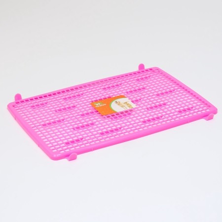 Dog toilet 46.5 x 35.5 x 5.5 cm, with a wall, a removable grate and a column, pink-2