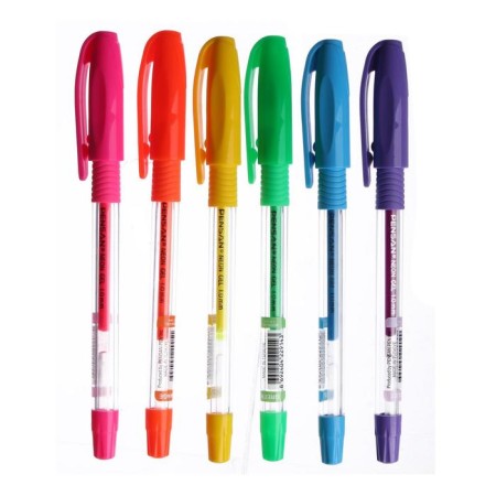 Gel pen Pensan Neon Gel, Node 1.0 mm, rubber flu, 6 neon colors, mix + display-1