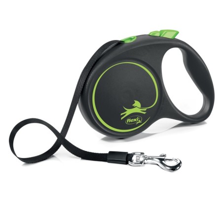 Roulette Flexi Black Design L (up to 50 kg) 5 m tape, black/green