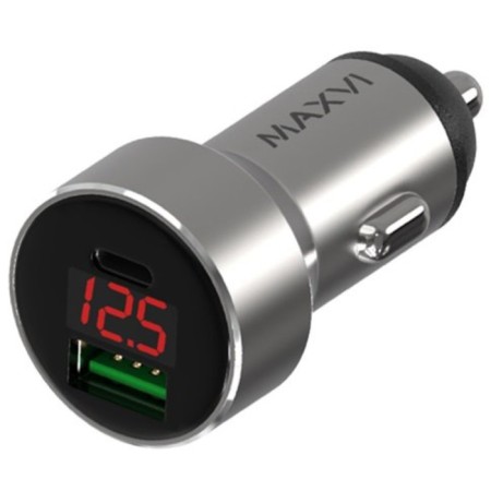 Maxvi car charger (CCM-M602PD) USB A+usb-C, silver