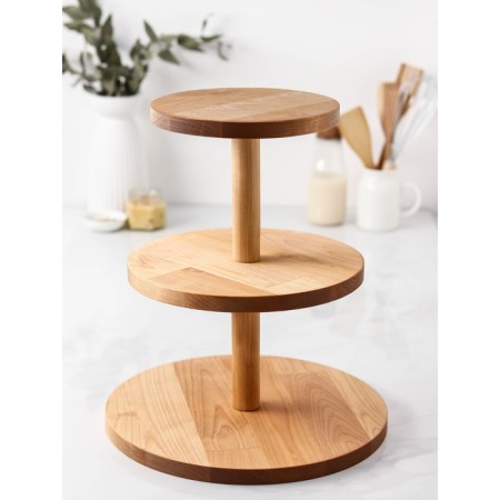 ADELICA three -tier stand, d = 32 × 26 × 20 × 1.8 cm, height 37 cm, array of birch, soaked in oil-1