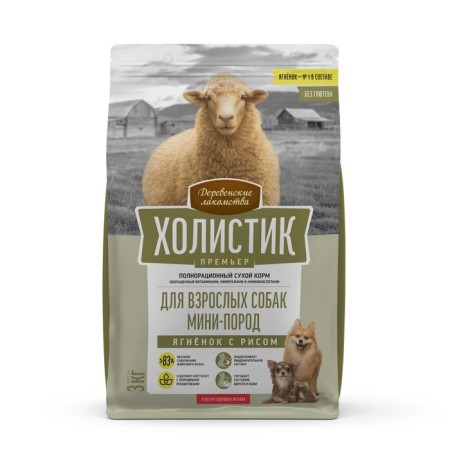 Dry Feed Holistic Prime Minister "District Goods", d/equ. mini-rock, lamb/rice, 3 kg