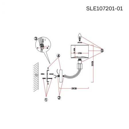 Wall lamp EVOLUCE. Sle107201-01. SNERE. 1x40 W, E14, 15x25 cm, color chromium-9