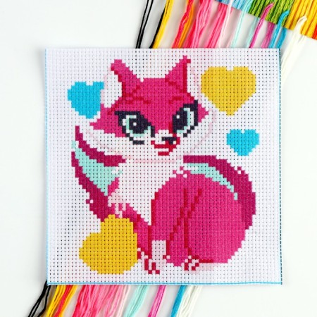 Cross -stitch "Fairytale cat", set for creativity, 15 x 15 cm-2