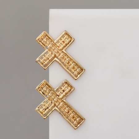 Earrings "Crosses" Relief, Color Gold-1