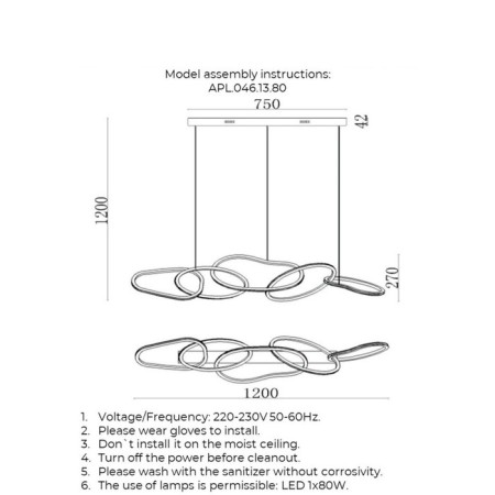Suspended chandelier Pirret LED 3000K 80W-7
