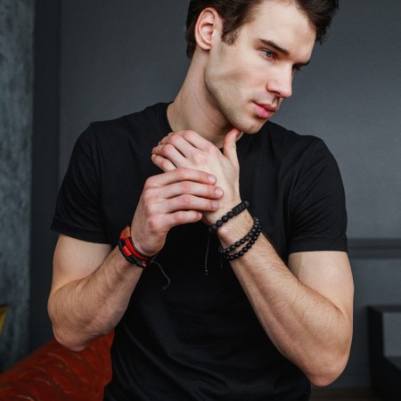 Bracelet unisex "Strength" Weaving, black-red color, D = 7 cm-1