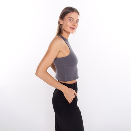 T-shirt female, dark gray color, size 46 (l)-3