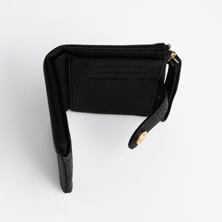 Women's wallet on the button, black color-5