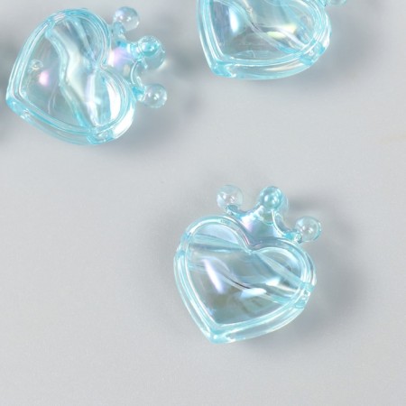 Bead for creativity plastic "Heart with a blue crown" 2.1x1.4x2.5 cm