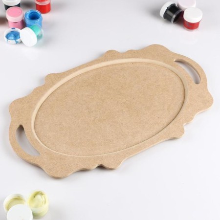 Harvesting for creativity tray with oval handles 38cm x 23cm, without painting