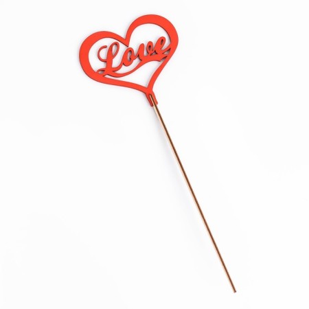 Topper wooden "love" red 12x11 cm-3