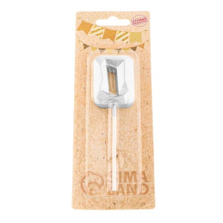 Candle in the cake on the skewer "Almaz", the number "0", silver, 4.8x2.6 cm-6