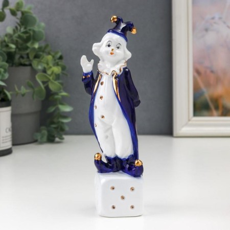 Souvenir Ceramics "Clown on Playing Cube" Cobalt 18x4.4x5 cm-1